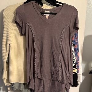 Knox Rose Short Sleeve V-Neck Top - Mauve